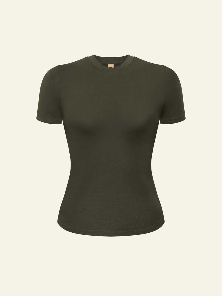 Deoineoseu Tight Basic T-Shirt (Khaki Green)