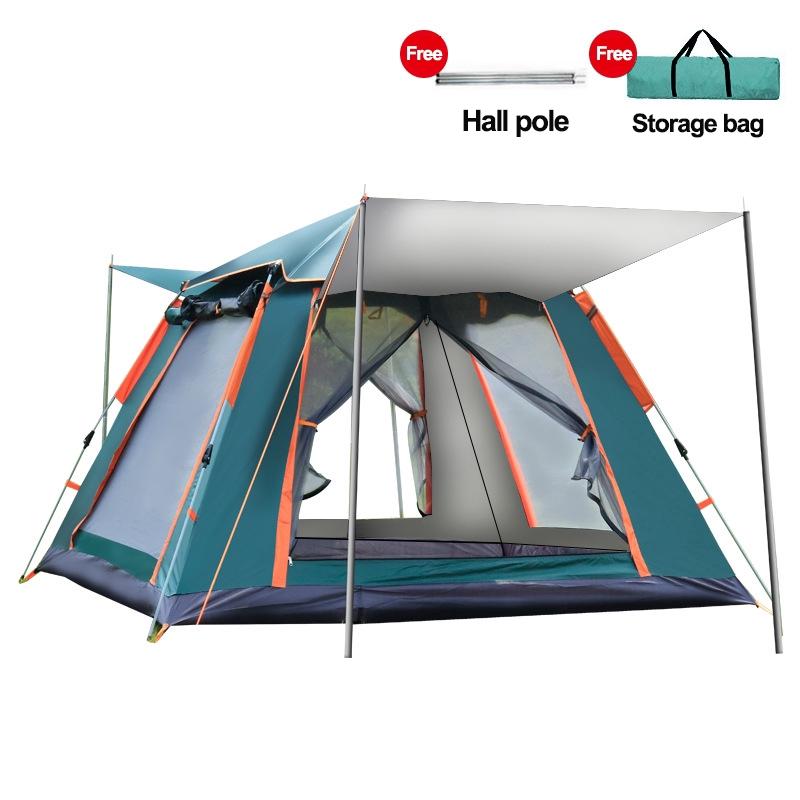 4 Person Family Camping Automatic Tent Large Space Tents Automatic Opening Waterproof Four Sides Breathable Outdoor Hiking Tent 215*215*142cm