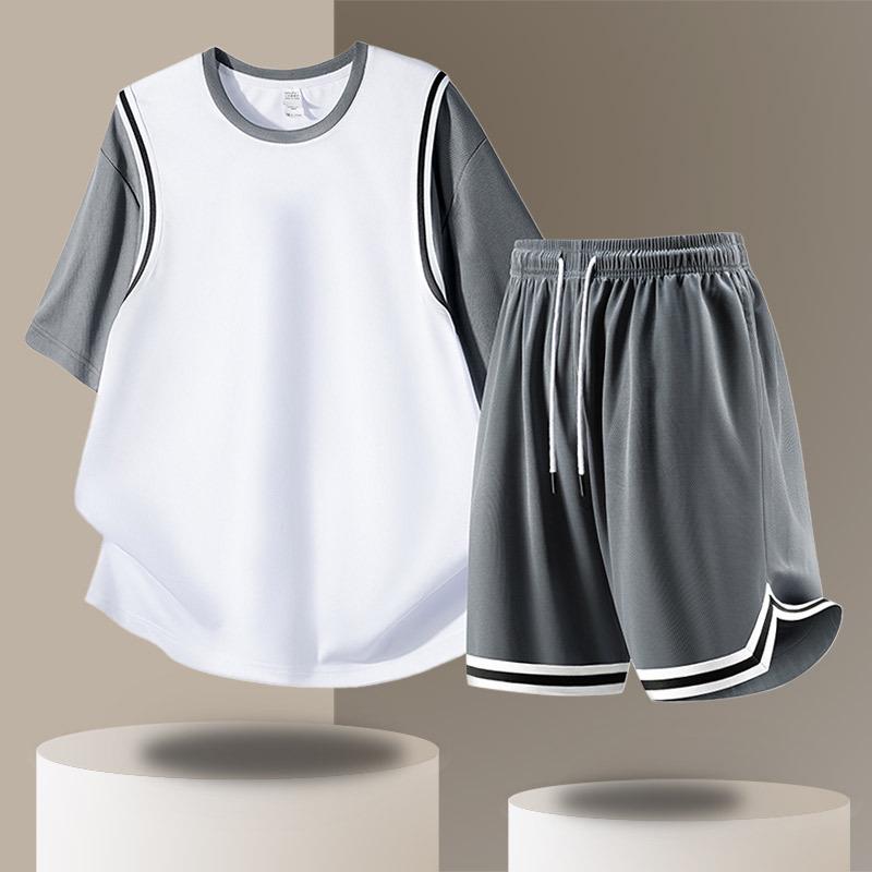 Best-Selling European-Size Basketball Set: Short Sleeve Round Neck Sporty Casual Running Outfit
