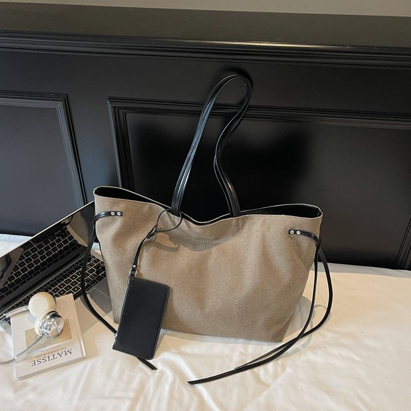 

Niche design large-capacity tote bag 2025 new simple and versatile shopping bag lazy style canvas underarm bag 53*19*30