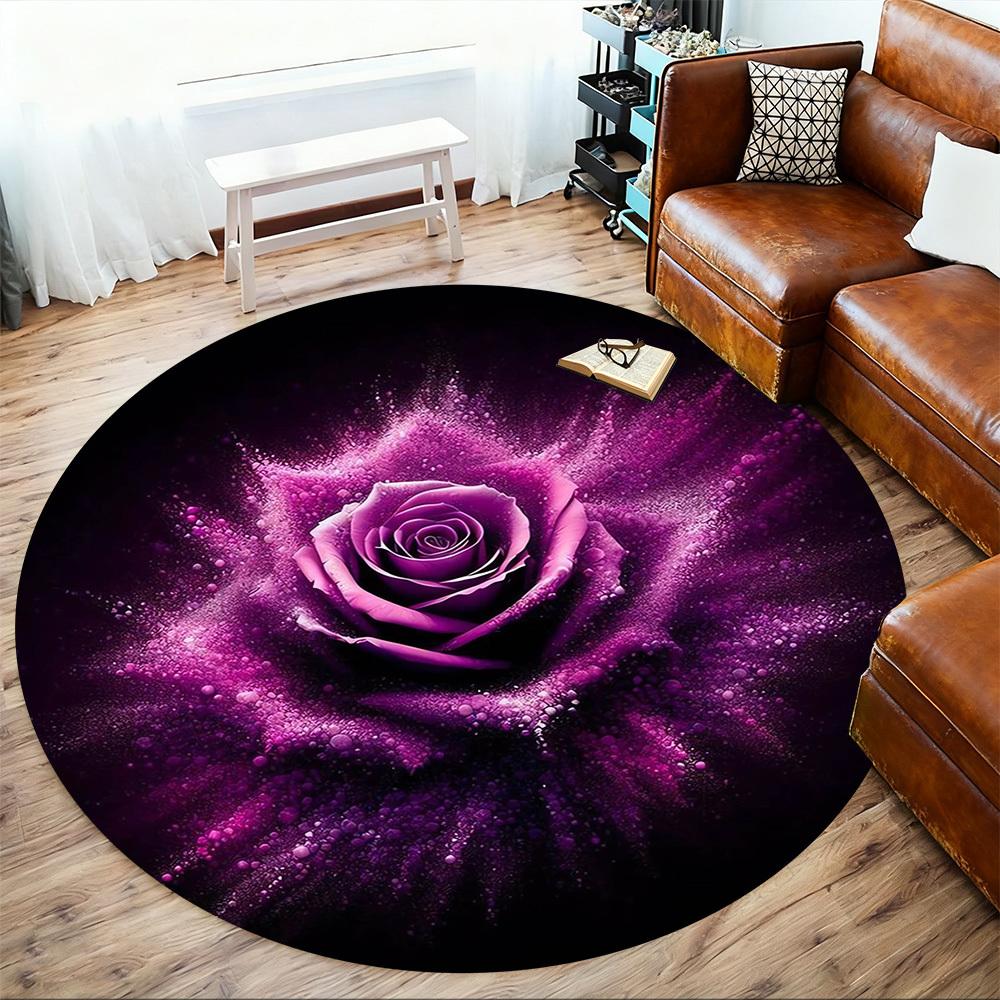 1pc Rose Purple Round Chair mat Area Rug - Non-Slip, Floor Mat for Office, Bedroom, and Indoor Decor -1002201