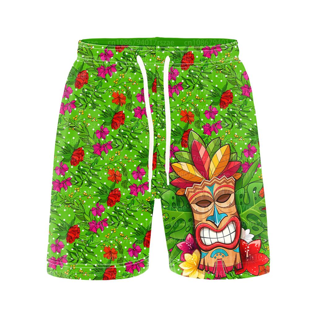 Hawaii Tiki Tribe 3D Printed Surfing Board Shorts Cool Summer Street Hip Hop Swim Trunks For Men Kids Vacation Beach Shorts