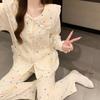 Doll Collar Long-Sleeved Pajamas Women'S Spring And Autumn New Color Polka Dot Simple Cloud Cotton Loungewear Two-Piece Set