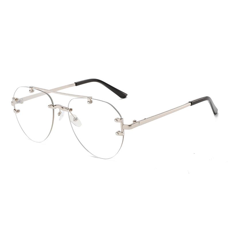 KAMMPT Rimless Pilot Sunglasses Men Classic Double Bridge Gradient Shades Trendy Vintage Fashion Multicolor Casual Sun Glasses