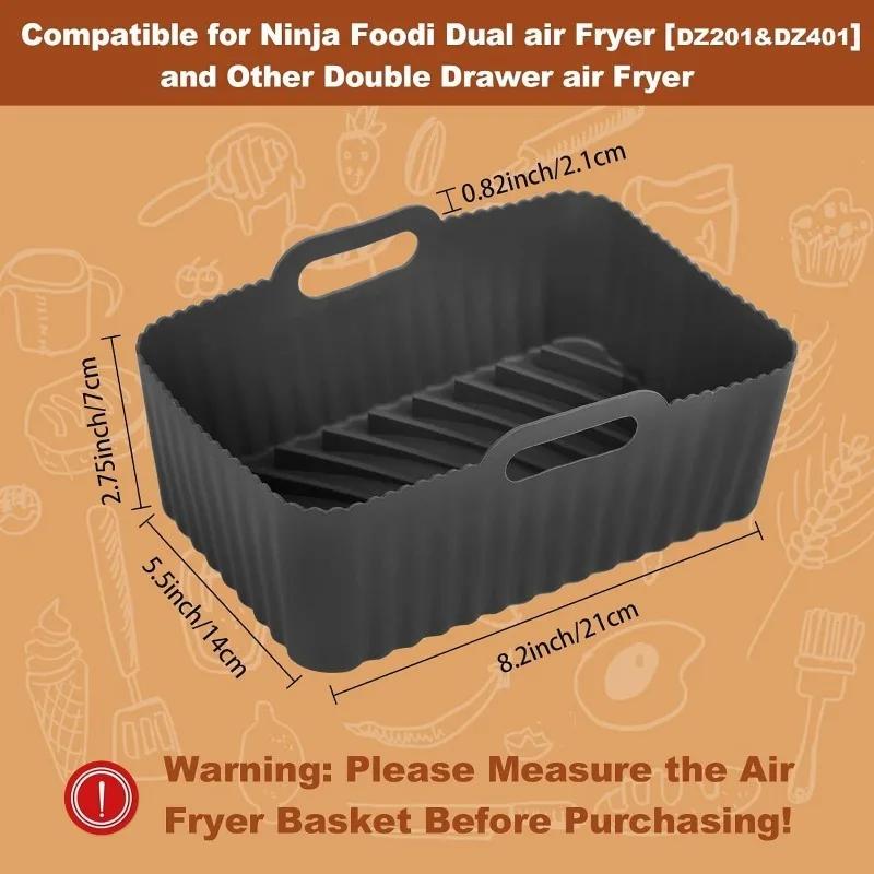 Black Silicone Air Fryers Oven Baking Tray Rectangular Replacement Kitchen Grill Pan Airfryer Kitchen Fried Chicken Basket Mat