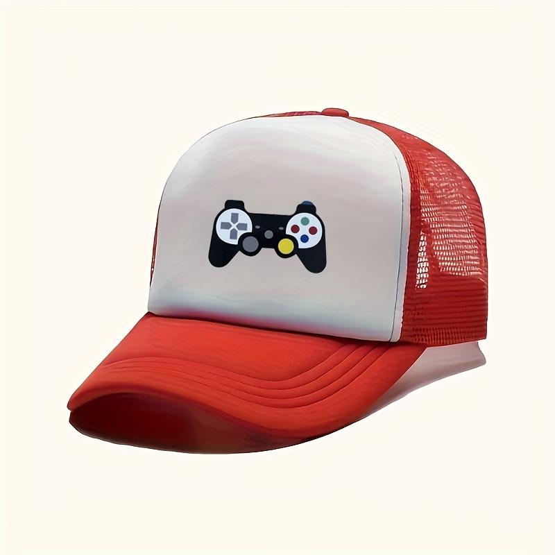 Кепка тракер с принтом игрового контроллера, унисекс, дышащая сетка, регулируемая, для улицы, повседневная, бейсболка One Size