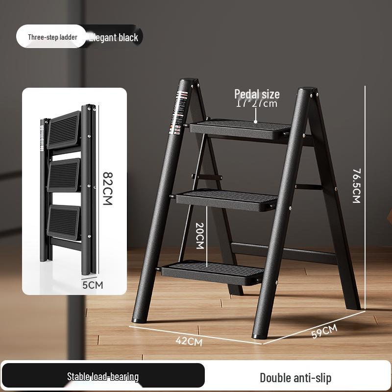 Multifunctional Folding A-Frame Telescopic Ladder: Indoor Thickened 3 or 4-Step Climbing Ladder