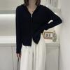 2024 Women's Ultra-Fine Wool Hooded Knit Cardigan Jacket with Double Zipper, European Style