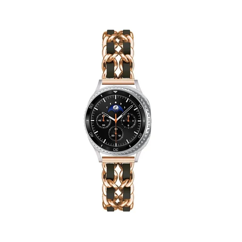 Metall+Leder Armband für Samsung Galaxy Watch 8 Classic 46mm/Ultra 47mm Mode-Armband für Galaxy Watch 8 44mm 40mm Sportband