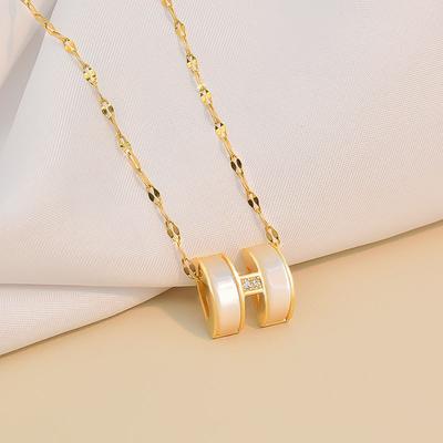 Opal H Titanium Steel Necklace Premium Trendy Versatile Clavicle Chain