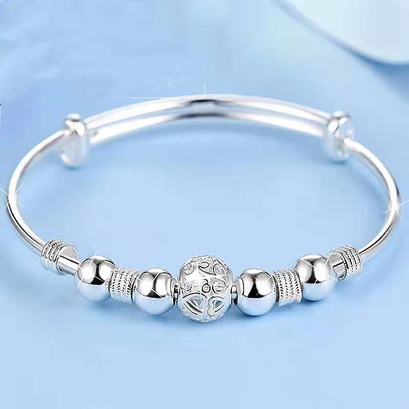 

Nine-Turn 925 Sterling Silver-Plated Copper Luck Bead Bracelet for Women - Exquisite Jewelry срібний