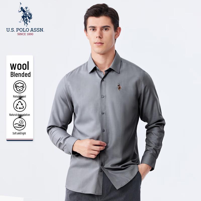 U.S. POLO ASSN. Men's Long Sleeve Wool Blend Business Casual Shirt