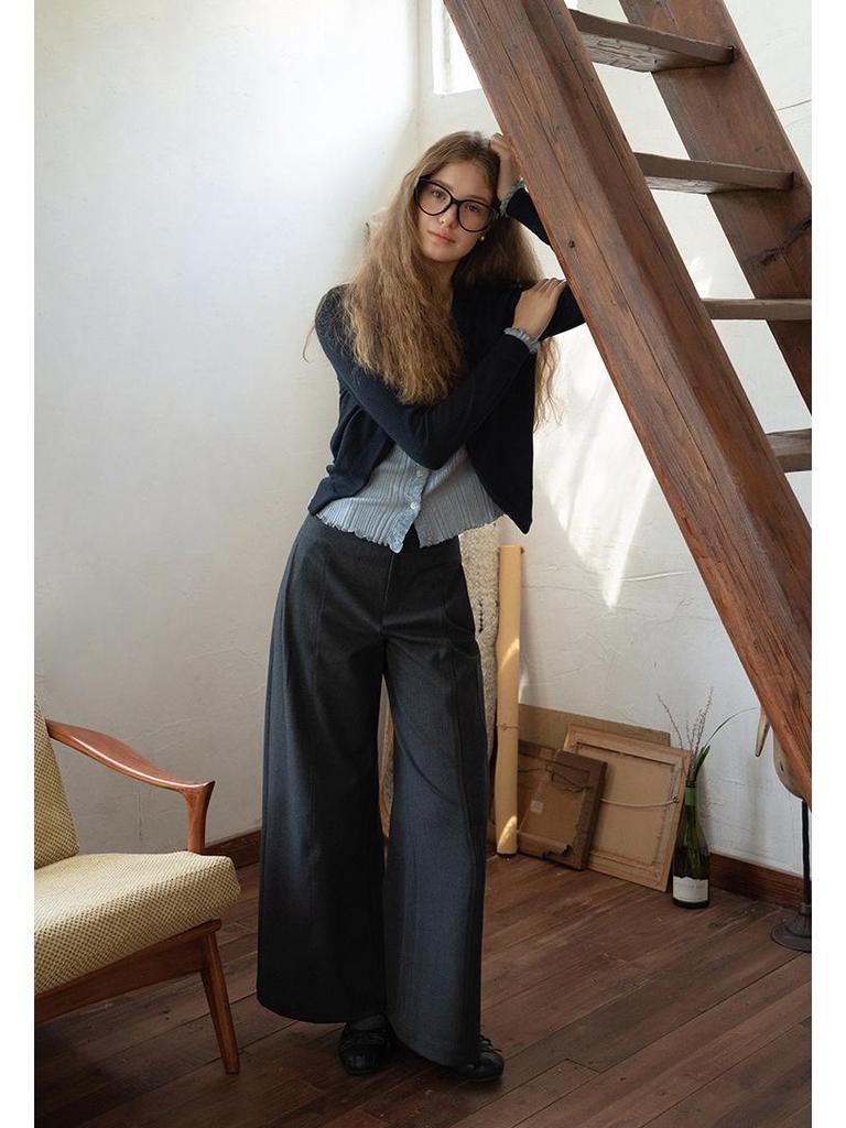 EGGKA High-Waisted Loose Straight-Leg Pants for Spring and Fall