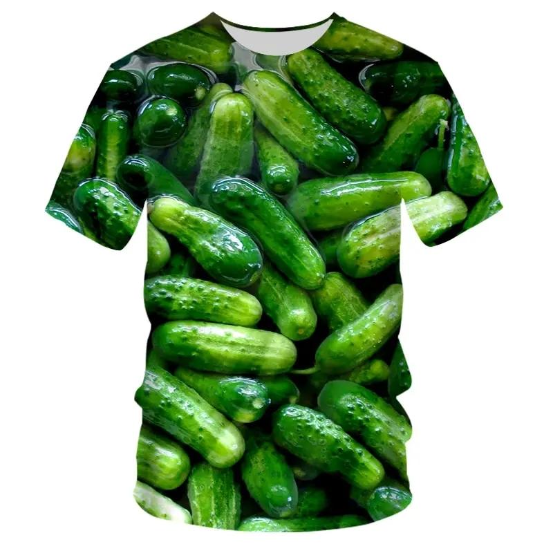 Men's fresh fruit printed T-shirt, round neck shirt, comfortable, personalized, trendy, Harajuku, summer