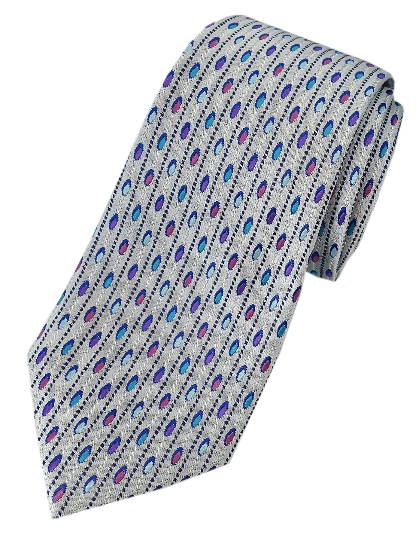 [Towergem] Men s Tie 100% Silk Jacquard Silver