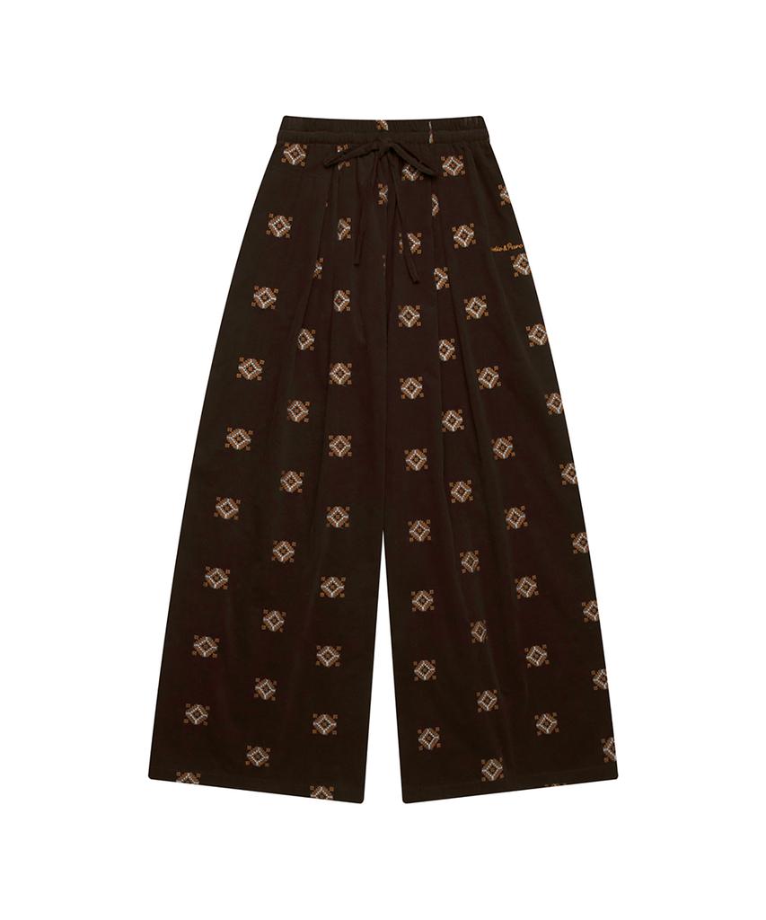 Seutyudioaenpaleukeu Ethnic Corduroy Wide Pants_Brown