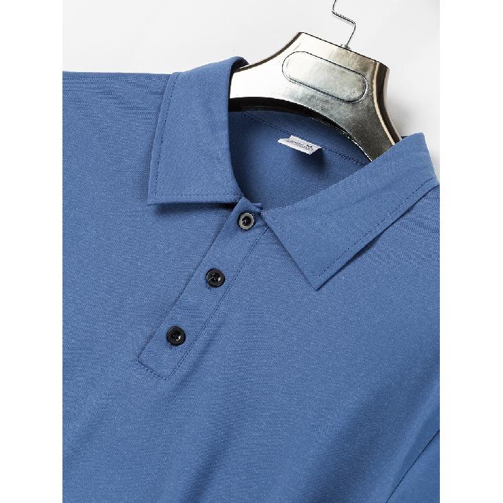 

Новая универсальная мужская рубашка-поло из чистого хлопка для спорта и фитнеса, деловая повседневная мужская однотонная футболка с короткими рукавами XXL синий