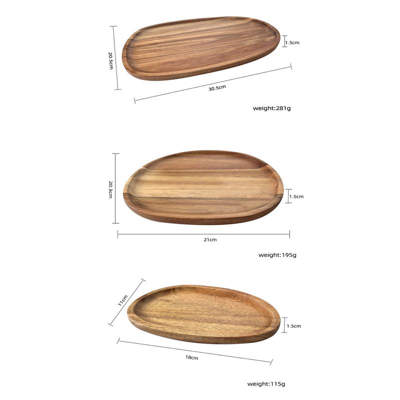 1Pcs Irregular Oval Serving Tray Wood Dinner Plates Fruit Dishes Dry Fruit Sushi Tea Tray Bread Wooden Plate Home Decoration