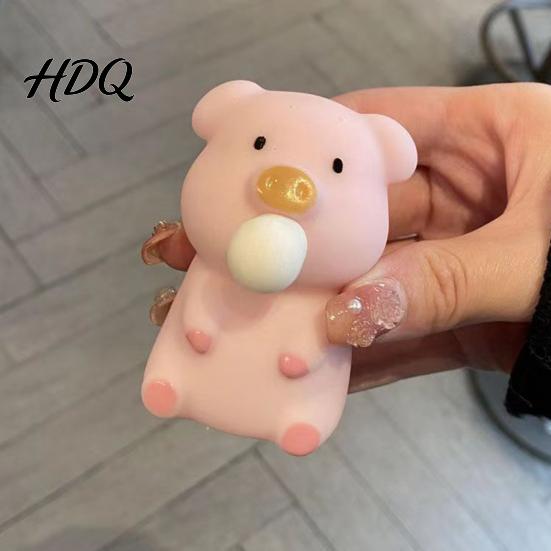 Pig Squeeze Toy Bubble Blowing Stress Relief Cartoon Sensory Soft Stretchy Animal Shape Home Office Desk