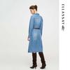 ELLASSAY Women's Lyocell Denim Waist-Cinching Long Sleeve Dress