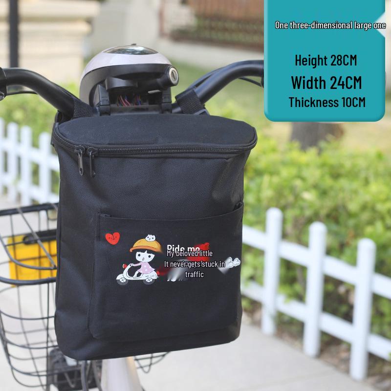 Large Capacity Electric Vehicle Handlebar Storage Bag with Front Zipper