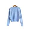 Autumn New Style Floral Ribbed Crop Knit Sweater Women's Clothing