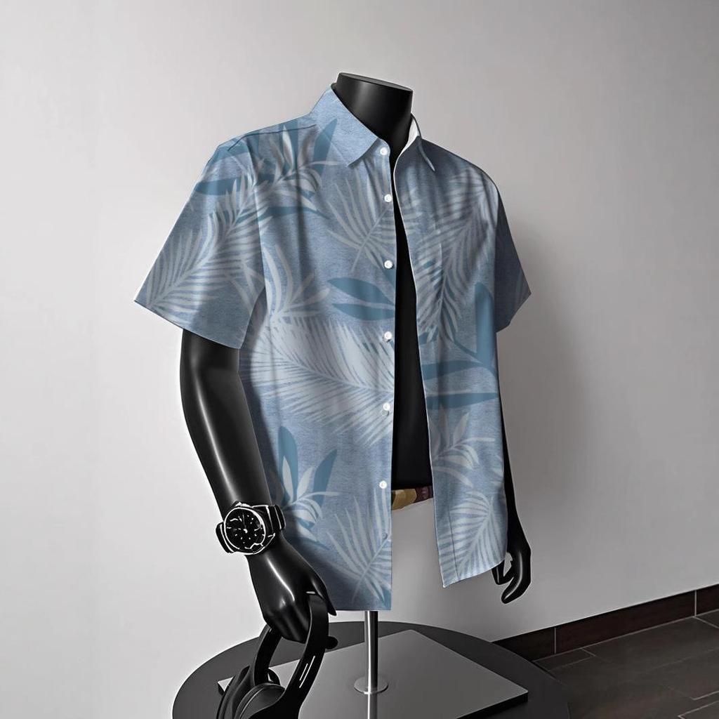 Men's Vintage Hong Kong-Style Hawaiian Floral Short-Sleeve Shirt: Trendy Summer Beachwear for Couples