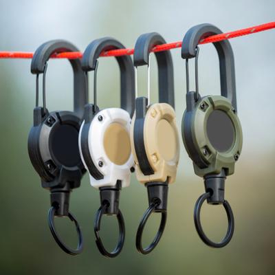 Fly Fishing Retractor Badge Reel with Wire Rope Multipurpose 360-Degree Rotation Keychain Carabiner Clip Camping Supplies