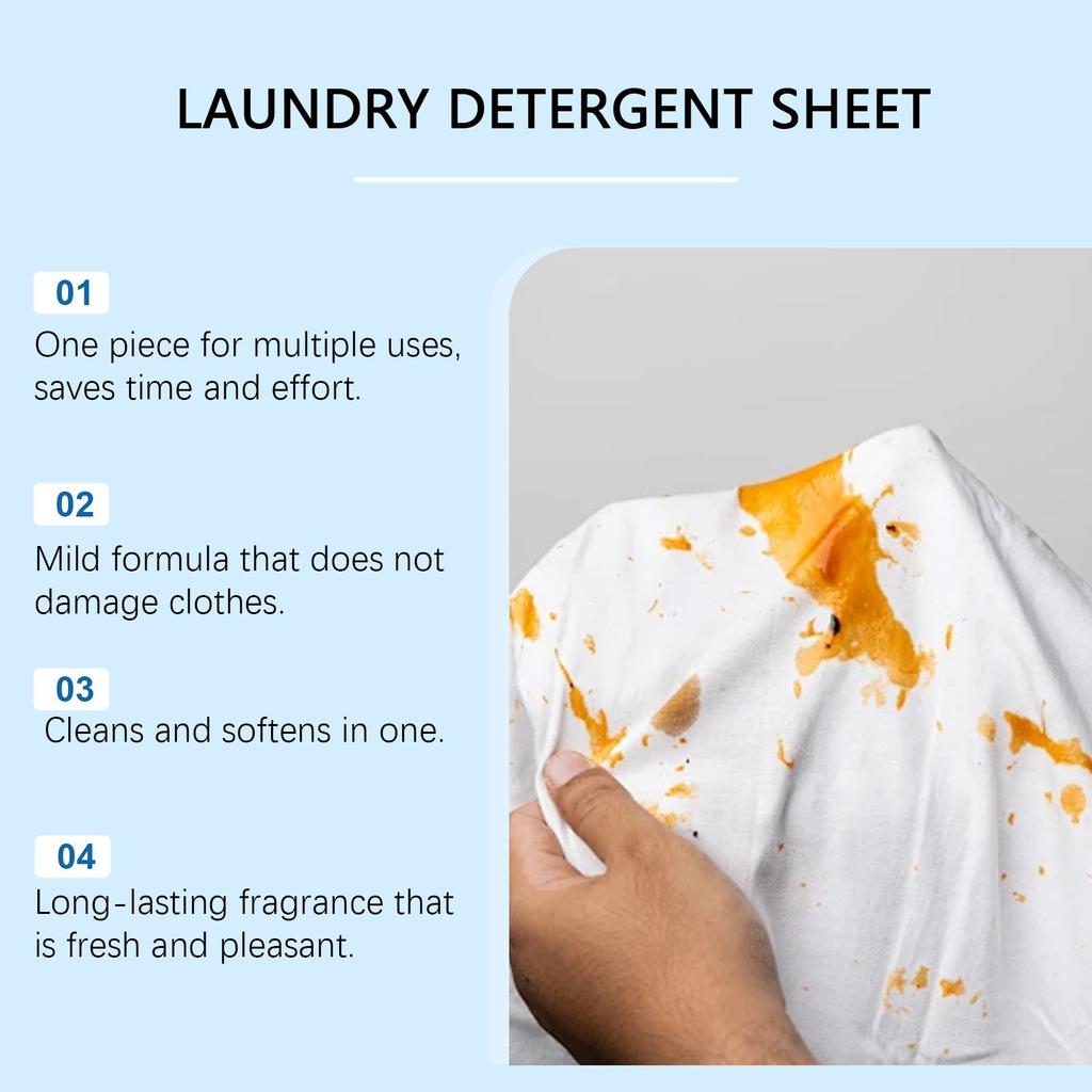 Laundry Strips, Travel Laundry Strips,  Dissolvable Eco-friendly Laundry Sheets Cleaning Laundry Tablets Softening Laundry Tablets