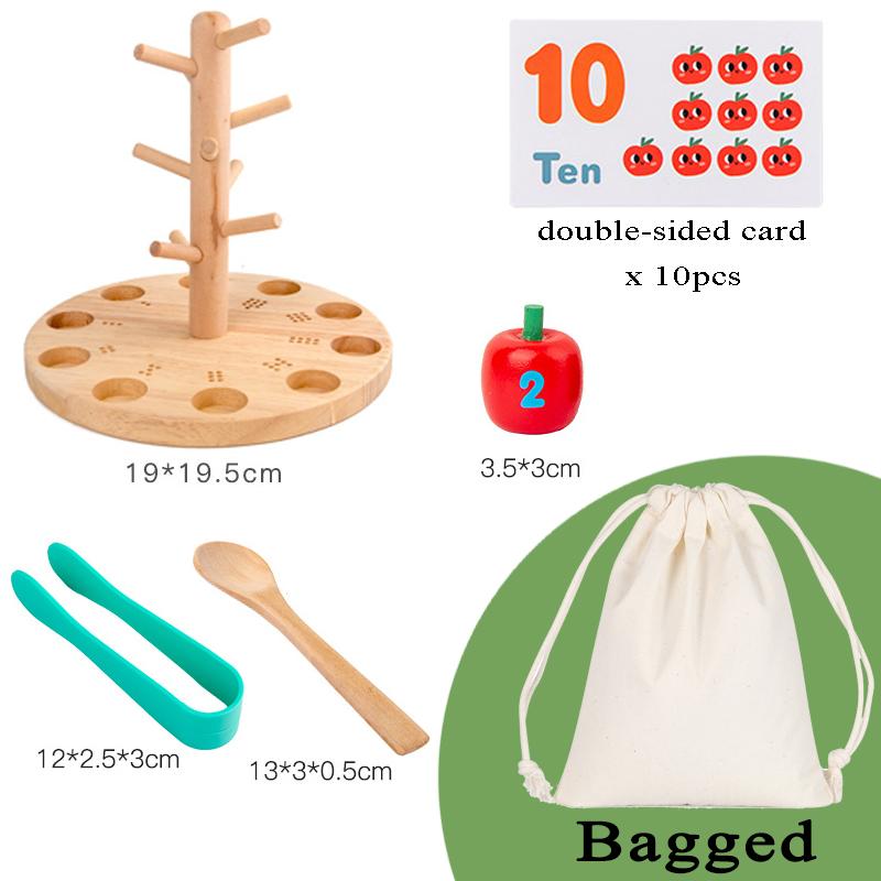 

Baby Montessori Digital Apple Tree Education Wooden Toys Children Learn Digital Clip Beads Skills Training Early Education Game