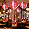 Reusable Christmas Party Supplies Santa Claus Hot Air Balloon Lantern, Lighted Outdoor Decoration with Foldable Holiday Decorations LED String Lights,