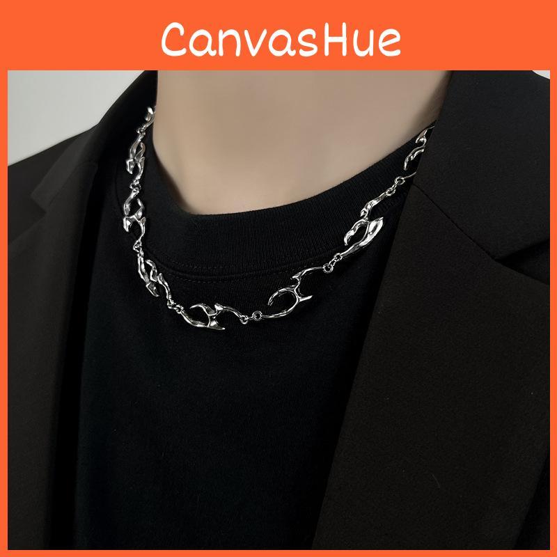 Unique Irregular Shaped Metal Texture Necklace Elegant Streetwear Jewelry For Men And Women