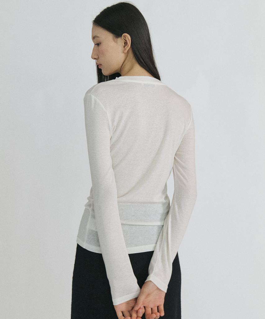 STEP AROUND Loose Fit Wool Tencel Top_Ivory
