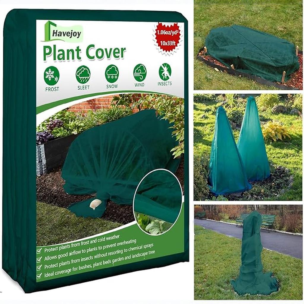 Plant Cover , 33FT x 10FT Green Floating Cover Garden Fabric Plant Protector for Winter Frost Blanket Sun Pest Tree Wraps Vegetable