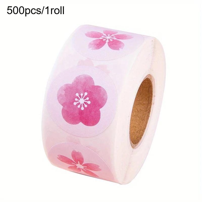 

500pcs/1roll Cherry Blossom Round Seal Stickers Adhesive Flower Decor Journal Gifts Reward Labels Wedding Sticker DIY Craft 3cm розовый