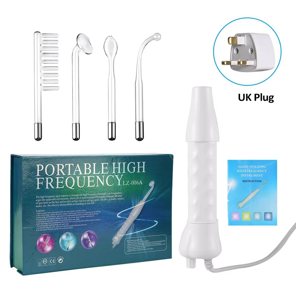 4-in-1 Portable Handheld Electric Neon Wand for Face Skin Beauty High Frequency Facial Tool for Acne Treatment