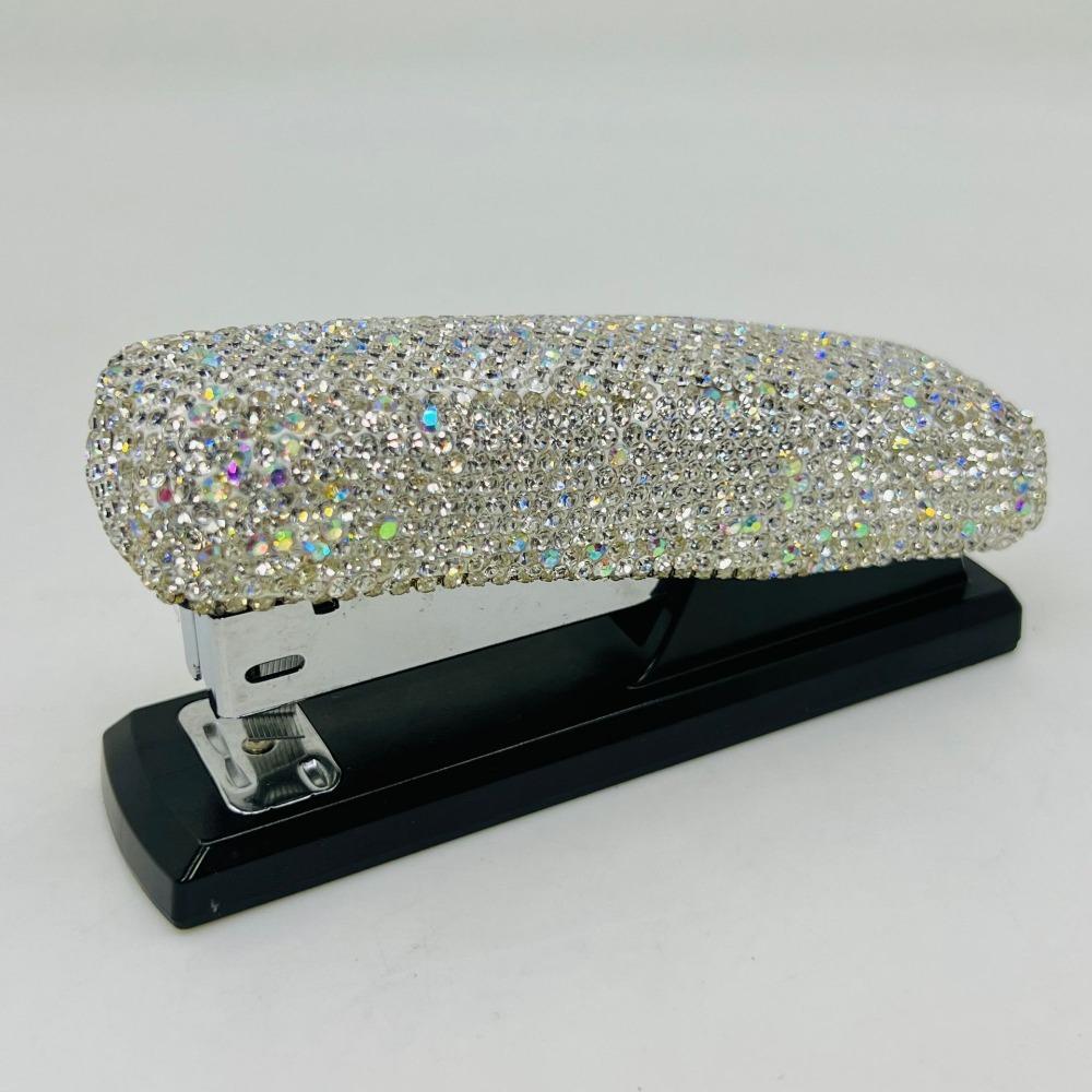 Bling Rhinestone Stapler Black Base Desk Accessory Home Crystal Stapler  Office