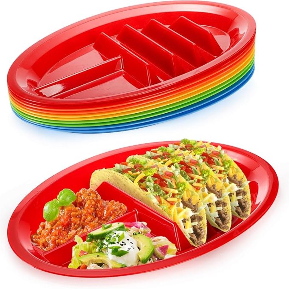 2pcs Divided Taco Serving Tray Oval Taco Holder Divider Plates Taco Plate  Snack