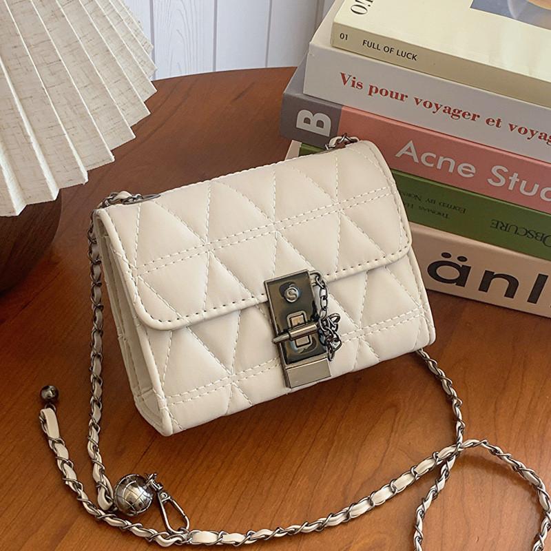 Stylish Pu Leather Crossbody Bag For Women Trendy Quilted Chain Shoulder Bag