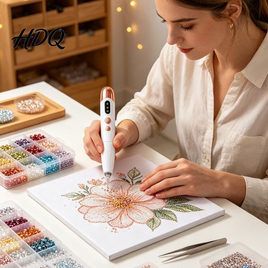 Strumenti per Hobby Creativi Penna Elettrica per Artigianato con Strass Penna con Diamanti Finti con Luce 2 Livelli di Aspirazione Ricaricabili Aspirapolvere Senza Fili per Adulti Fai da Te