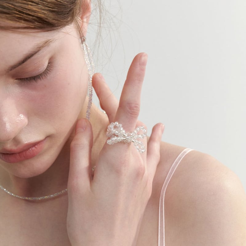 LOVE ME MONSTER Shining Beads Ribbon Ring (L241MRI010)