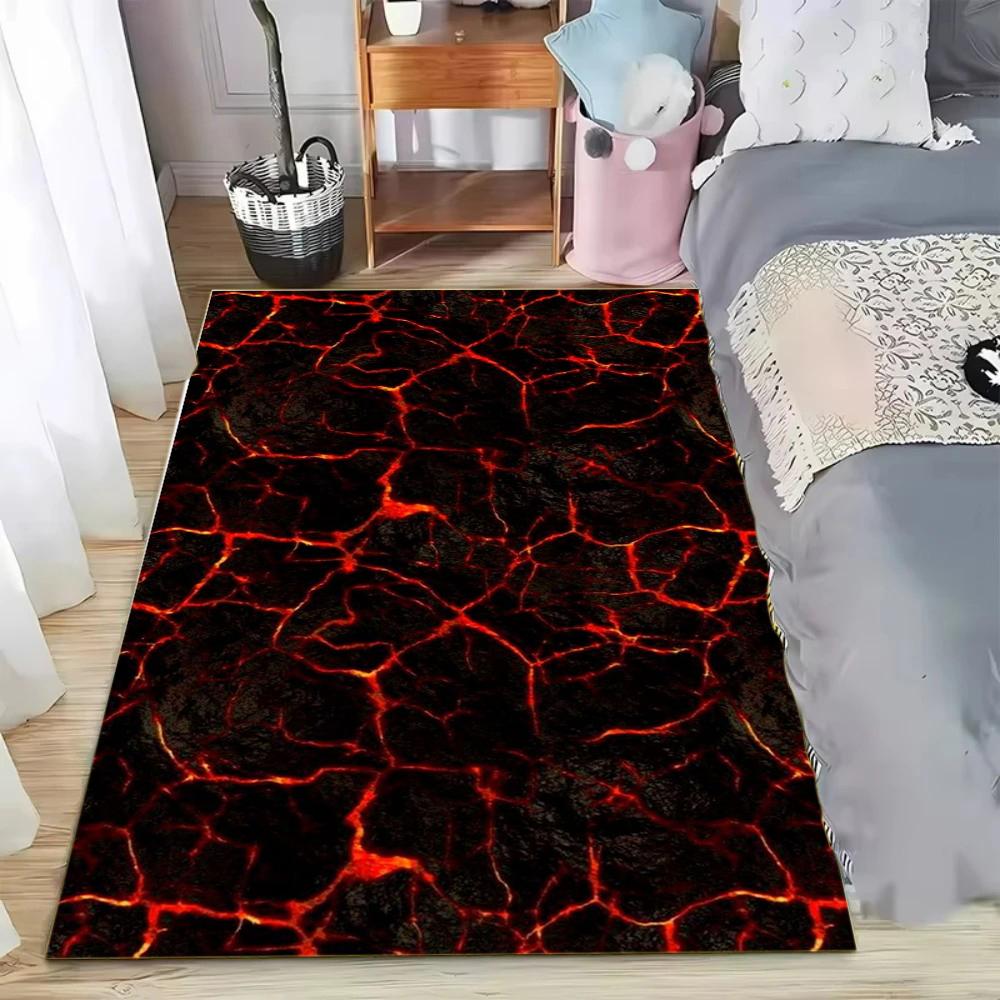 

Lava Crack Pattern Carpet Various Styles with Red Orange Glowing Crackle Designs Non Slip Rug for Living Room Decor Carpet 40x60CM