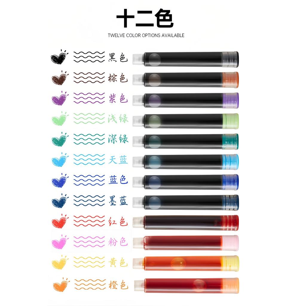 EF Extra Fine Nib Fountain Pen Cartridge Set Writes even the smallest letters beautifully Ideal for colorful expression + 10-Color