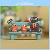 Cute Black Cat Sitting On Bench Watering Flowers Desktop Figurine With Planting Scene For Office Decor And Gift