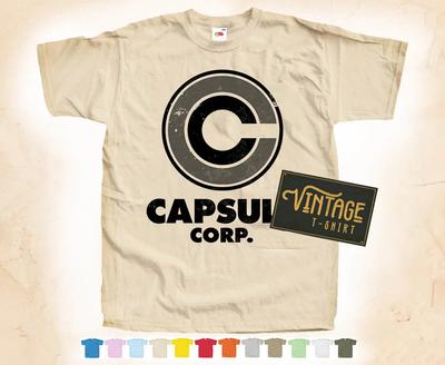 Black Print CAPSULE CORP T-SHIRT Tee Vintage Poster 12 Colors S-5XL