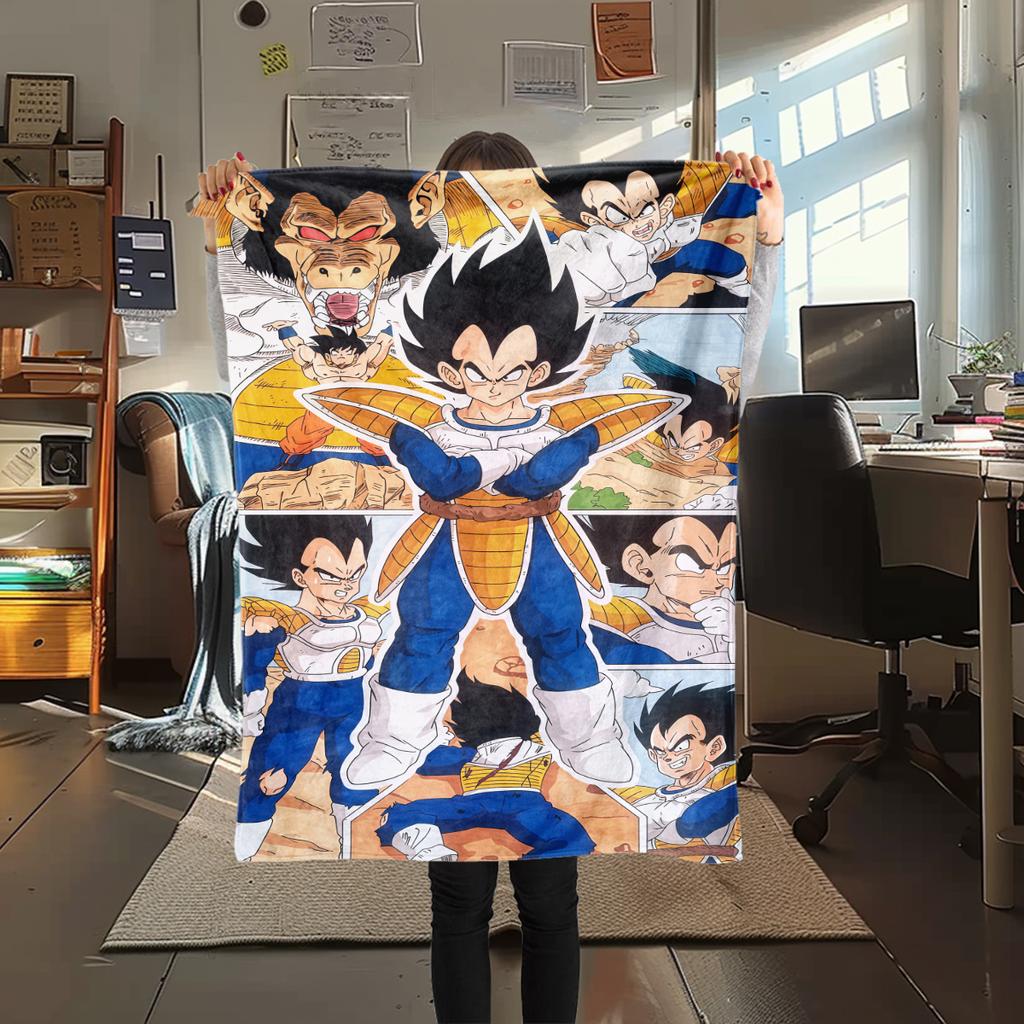 1 Stück DRAGON BALL Aufdruck Flanelldecke, Hohe Qualität für alle Jahreszeiten, Heimdekoration, Wärme und Komfort, Perfekt für Weihnachtsgeschenke