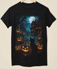 Evil Horror Pumpkins, Cat And Full Moon Printed Unisex Black T-Shirt (H0-017)