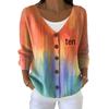 V-Neck 5-Button Printed Cardigan Sweater