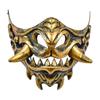 Halloween Cosplay Costume Mask Japanese Hannya Red Half Mask, Wolf Teeth & Embossed Cloud Details, Breathable Lightweight Distressed Design