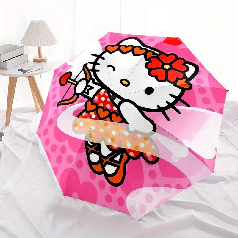 1pc Hello Kitty Cupid Wings Hearts Umbrella with Plastic Handle,Suitable for All Seasons Home Travel Outdoor UmbrellaSanlio369